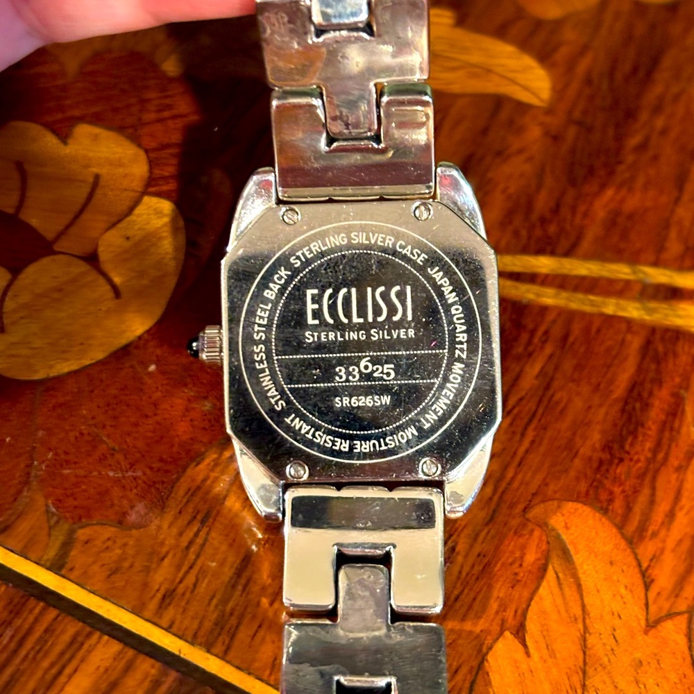 Sterling Silver Vintage Ecclissi Mother of Pearl Watch with Removable Links 34mm - Picture 3 of 6